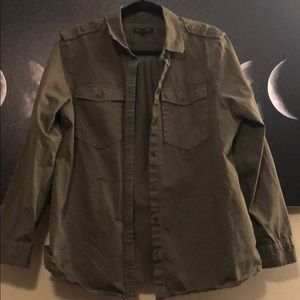 Super soft navy green button up shirt/jacket
